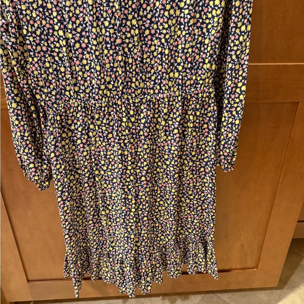 Draper James Floral Cinch Waist Midi Dress XL Ruffle Neck & Hem Cottagecore - Picture 2 of 11
